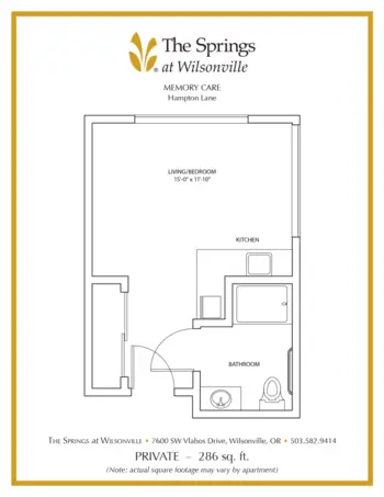 Floorplan of The Springs at Wilsonville, Assisted Living, Wilsonville, OR 19