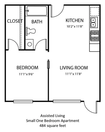 Floorplan of Country Charm, Assisted Living, Greenwood, IN 2