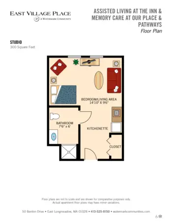 Floorplan of East Village Place, Assisted Living, East Longmeadow, MA 1