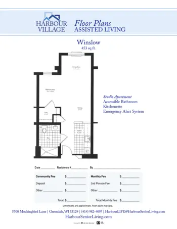 Floorplan of Harbour Village, Assisted Living, Greendale, WI 1