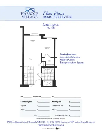 Floorplan of Harbour Village, Assisted Living, Greendale, WI 2