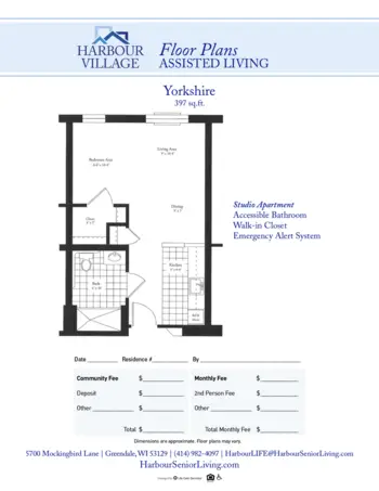 Floorplan of Harbour Village, Assisted Living, Greendale, WI 3
