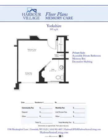 Floorplan of Harbour Village, Assisted Living, Greendale, WI 6