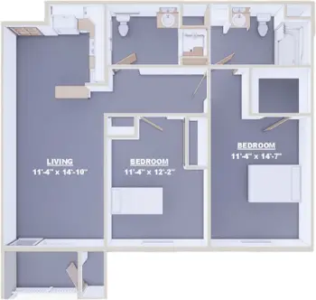 Floorplan of Huber Heights Danbury, Assisted Living, Tipp City, OH 1