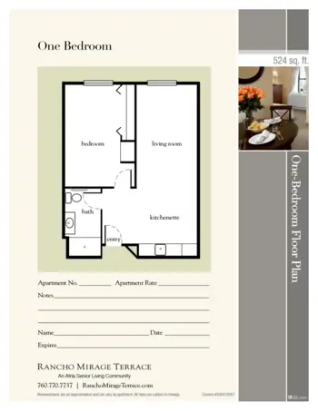 Floorplan of Rancho Mirage Terrace, Assisted Living, Rancho Mirage, CA 2