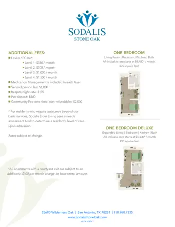 Floorplan of Sodalis Stone Oak, Assisted Living, San Antonio, TX 1