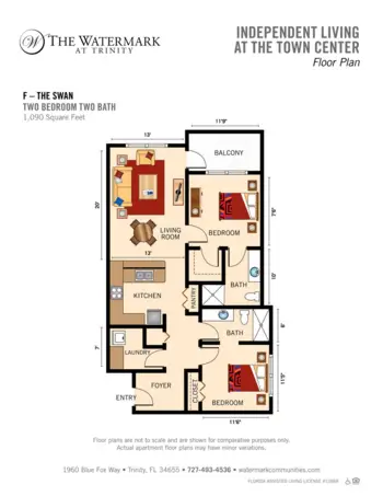 Floorplan of The Watermark at Trinity, Assisted Living, Trinity, FL 14